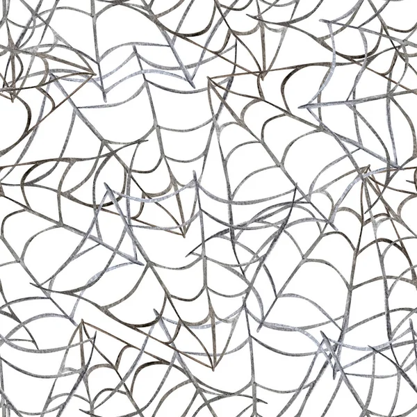 Black Cobweb Watercolor Seamless Pattern Template Decorating Designs Illustrations — Zdjęcie stockowe