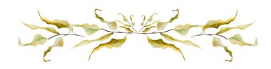 Leaves yellow dry frame border watercolor. Template for decorating designs and illustrations.