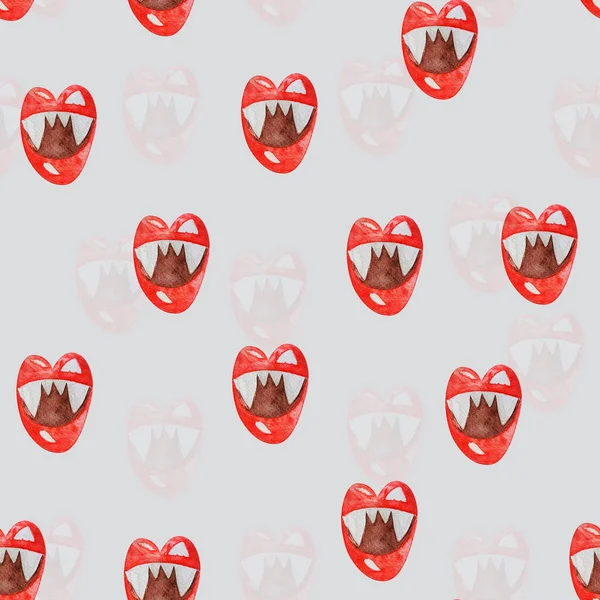 Клыки Зубов Губы Вампирский Акварельный Коллаж Шаблон Оформления Дизайнов Иллюстраций — стоковое фото