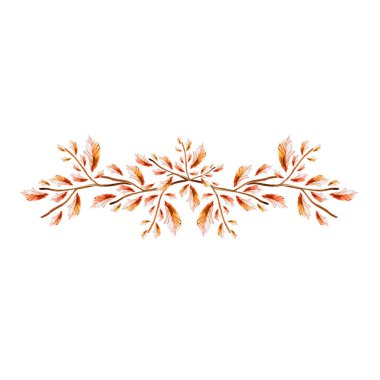 border fragrant leaves watercolor twigs autumn. Template for decorating designs and illustrations.