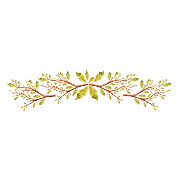 Frame Border Autumn Branches Watercolor Leaves Template Decorating Designs Illustrations — ストック写真