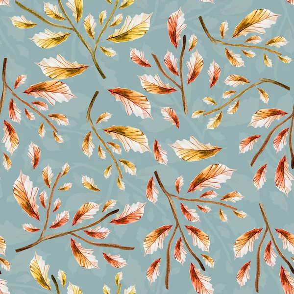 Ginkgo Biloba Garden Autumn Watercolor Seamless Pattern Template Decorating Designs — Stockfoto