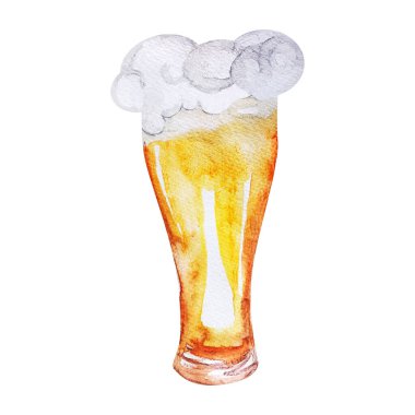 Glass of beer with foam single element. Template for decorating designs and illustrations.