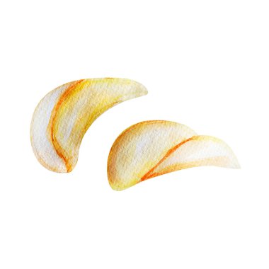 Pair of potato chips watercolor single element.