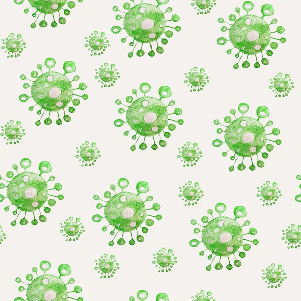 Coronavirus Green Medicine Watercolor Seamless Pattern — 图库照片