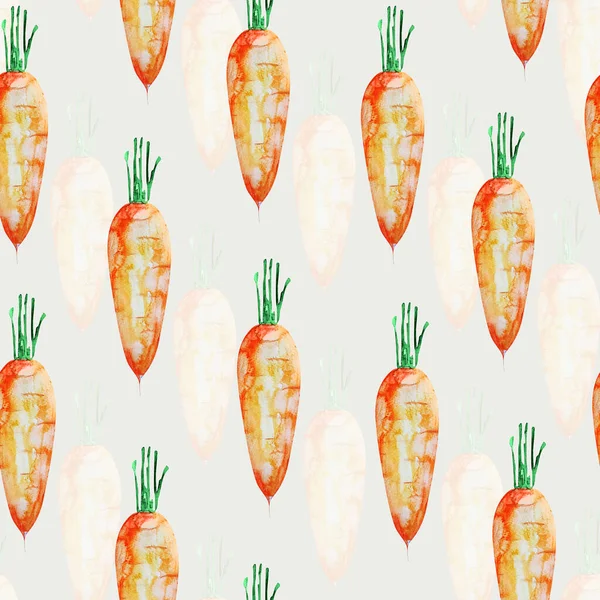 Carrot Watercolor Stain Seamless Pattern Template Decorating Designs Illustrations — Stok fotoğraf