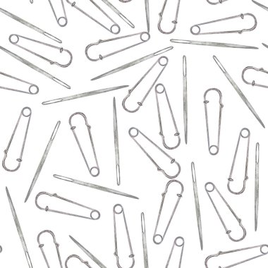 Needle and pin watercolor seamless pattern