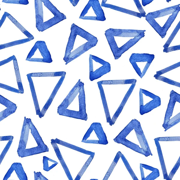 Акварельно Голубые Треугольники Бесшовный Узор Шаблон Оформления Дизайнов Иллюстраций — стоковое фото