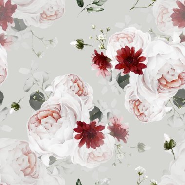 Çiçek buketleri suluboya şeklinde kusursuz desenli.