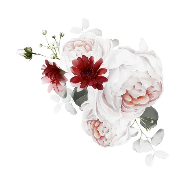 Kytice Květin Bílém Pozadí Pozdrav Stylu Akvarelu — Stock fotografie