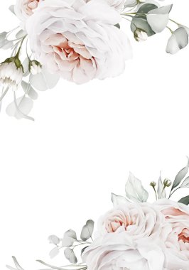 Bir buket çiçekli suluboya bir düğün kartı.