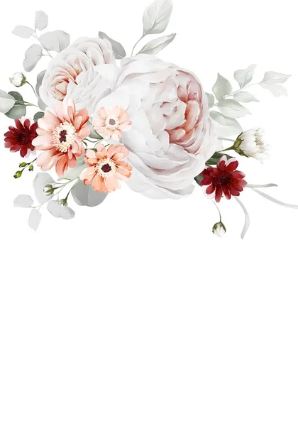 Biglietto Sposa Stile Acquerello Con Delicato Bouquet Fiori — Foto Stock