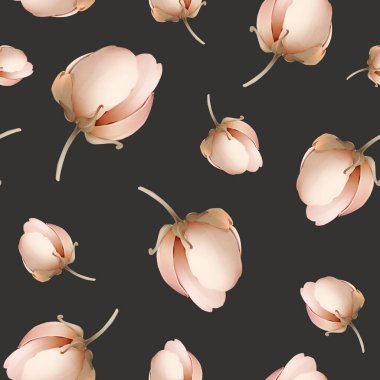 Çiçek tomurcukları suluboya şeklinde pürüzsüz desen. Pastel renklerde eski duvar kağıtları