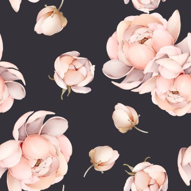 Çiçek tomurcukları suluboya şeklinde pürüzsüz desen. Pastel renklerde eski duvar kağıtları