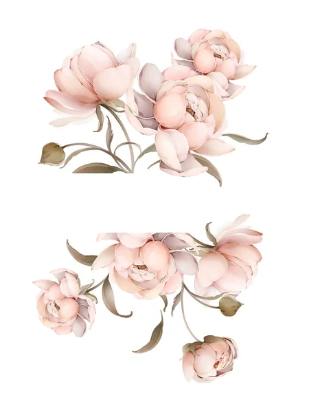 Bröllopskort Akvarell Stil Med Delikat Bukett Blommor — Stockfoto