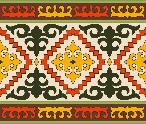 Kazachse Patroon Ornament Boarder — Stockvector