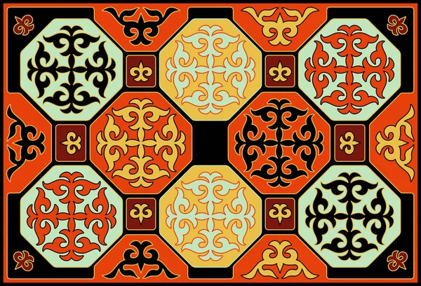 Traditional Kazakh Carpet Colorfull — Stock Vector