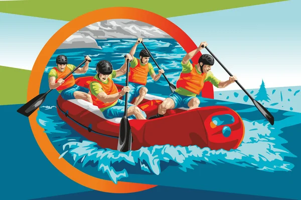 Rafting Crew Hard Work — Stock Vector