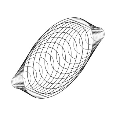 Elips biçimindeki siyah soyut çizgiler