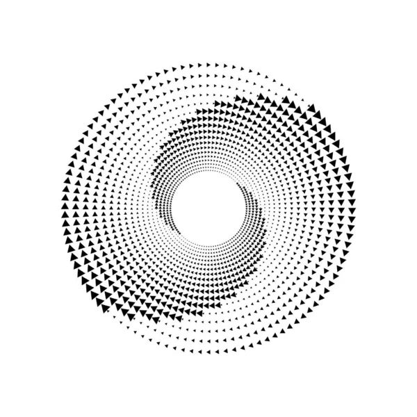 Triángulos Negros Diminutos Abstractos Forma Espiral — Vector de stock