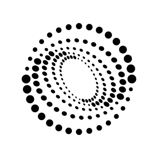 Puntini Concentrici Neri Forma Vortice — Vettoriale Stock