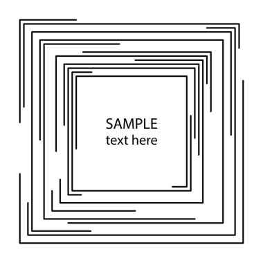 Siyah soyut kare çerçeve, vektör illüstrasyonu