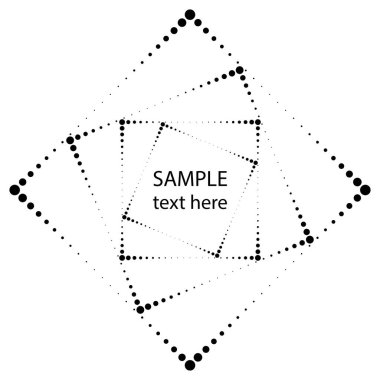 Siyah eş merkezli yarım tonlu noktalar kare şeklinde, vektör illüstrasyonuName