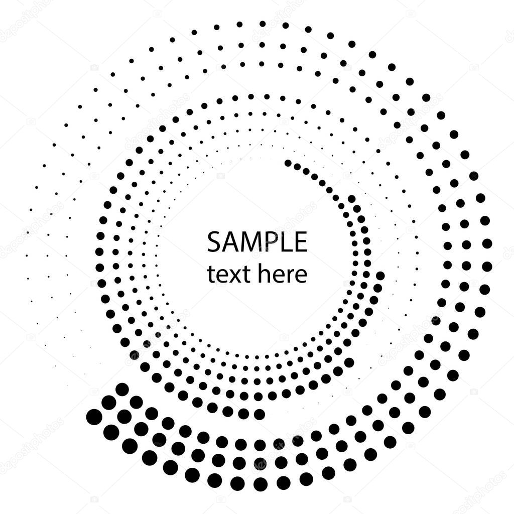 black and white circular abstract illustration, vector background