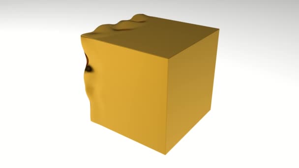 Abstract Golden Deformed Cube Seamless Loop Animation Ideal Use Cool — Stock Video