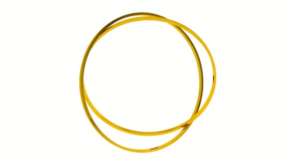 Golden rotating rings. Seamless loop. 3D animation. Ideal for use as a cool background for titles, videos, animations