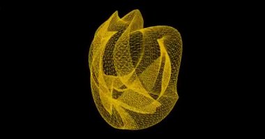 Soyut sarı organik şekil. Kusursuz döngü. Üç boyutlu animasyon. Renkli, pürüzsüz bir doku. Başlıklar, videolar, animasyonlar, sunumlar, reklamlar için serin bir arkaplan olarak kullanmak için ideal