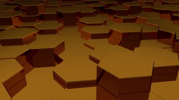 Goldene Bewegte Sechsecke Nahtlose Schleife Animation Ideal Als Cooler Hintergrund — Stockvideo