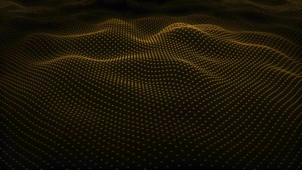 黄色の波状の点線の動きの背景 抽象表面波 シームレスなループだ サイバーデジタル背景 3Dアニメーション タイトル ビデオ アニメーション プレゼンテーションのクールな背景として使用するのに最適です — ストック動画