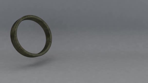 Bronze Antiker Drehbarer Ring Auf Grauem Hintergrund — Stockvideo