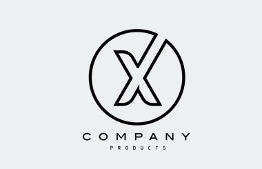 siyah çizgi X basit alfabe harfi simgesi. Şirket için yaratıcı tasarım şablonu 