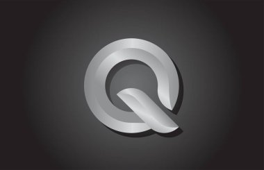 Gri Q alfabe harf simgesi logo tasarımı. Şirket şablonu