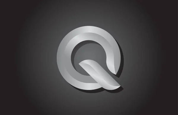 灰色Q字母表图标设计 企业和公司的公司模板 — 图库矢量图片
