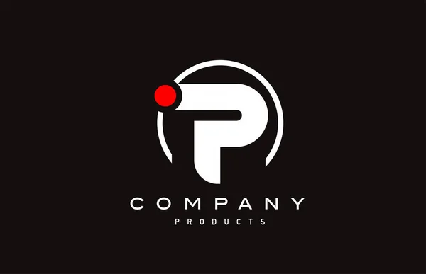 Eenvoudige Zwart Witte Alfabet Letter Logo Pictogram Met Cirkel Rode — Stockvector