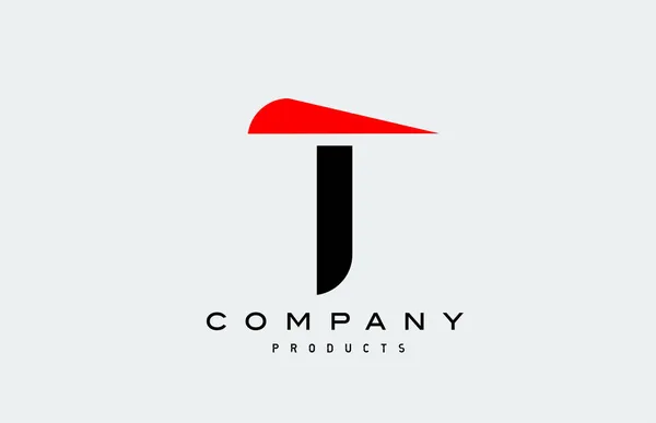 Alfabeto Vermelho Letra Logotipo Ícone Com Cor Preta Design Criativo — Vetor de Stock