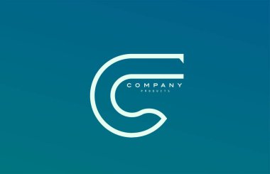 Satırlı mavi beyaz C alfabesi harfi simgesi. Şirket ve iş için tasarım