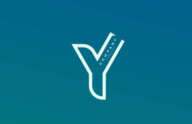 Satır ile mavi beyaz Y alfabesi harf simgesi simgesi. Şirket ve iş için tasarım