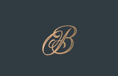 Sarı kaligrafi B alfabesi harfi logo simgesi. Şirket ve iş dünyası için el yazması tasarım