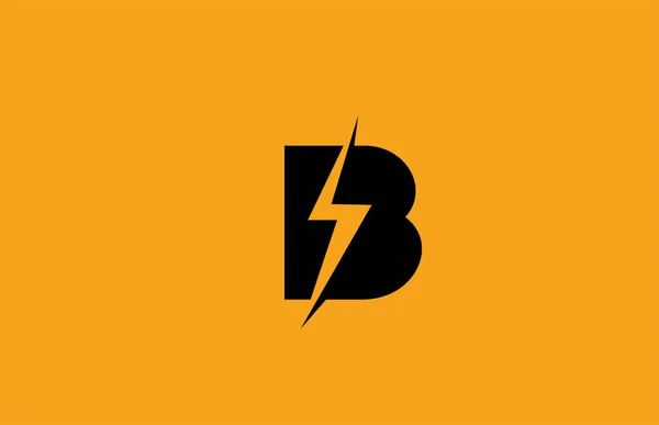 Иконка Логотипа Буквы Черно Желтого Цвета Конструкция Электрической Молнии Энергетической — стоковый вектор