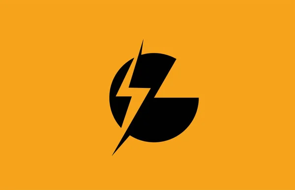 Иконка Логотипа Буквы Черного Желтого Цвета Конструкция Электрической Молнии Энергетической — стоковый вектор