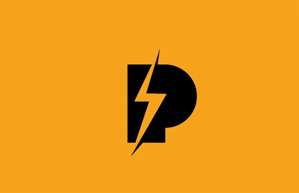 Black Yellow Alphabet Letter Logo Icon Electric Lightning Design Power — Stock Vector