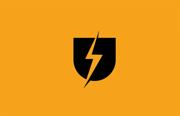 Иконка Логотипа Буквы Черно Желтого Цвета Конструкция Электрической Молнии Энергетической — стоковый вектор