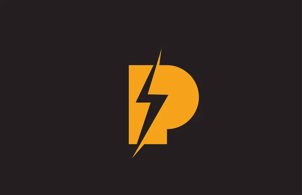 Gelb Schwarzer Buchstabe Logo Symbol Elektrische Blitzkonstruktion Für Strom Oder — Stockvektor