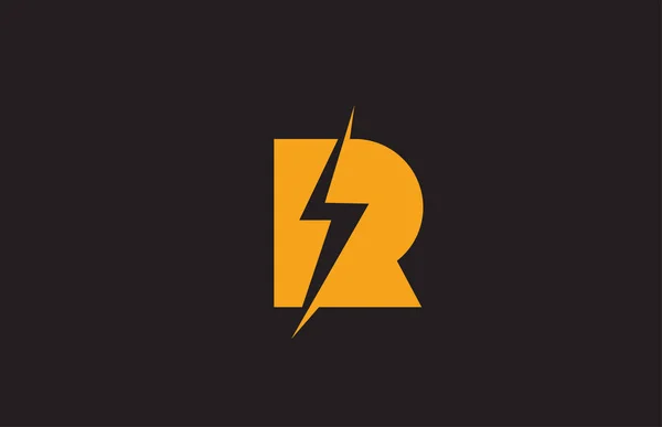 Желто Черная Буква Логотипа Конструкция Электрической Молнии Энергетической Компании — стоковый вектор