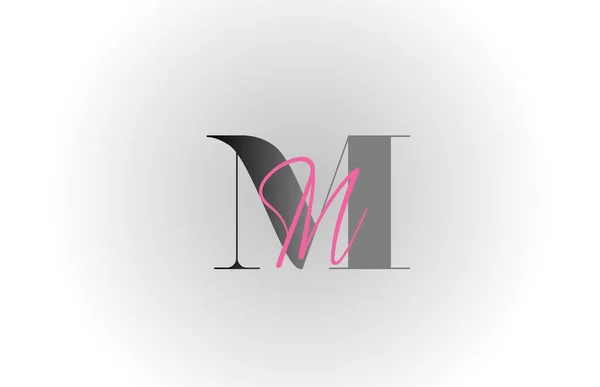 灰色粉红M字母表图标 商业和公司的创意设计 — 图库矢量图片