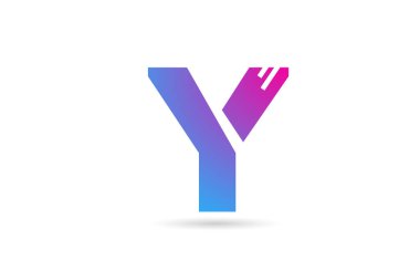İş ve şirket için Y alfabesi harfi logosu. Simge tasarımı için pembe mavi renk şablonu